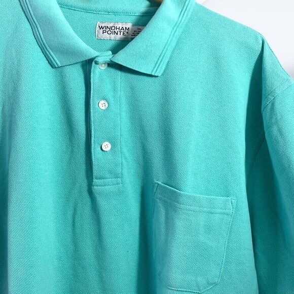 Windham Pointe Mens Aqua 3 Button Pocket Cotton Blend Polo Shirt Size XXL - Picture 2 of 9